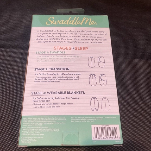 ❌SOLD❌ SwaddleMe Pod Zip-Up Compression Swaddle (Grey Elephants) 0-2 Months - Picture 2 of 3